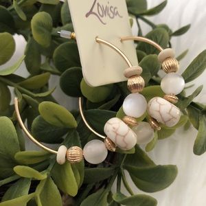 White, Gold, & Marbled Stone Insert Hoops